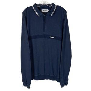 Palace Skateboards Rugby Polo Shirt Men Large Blue Skater Streetwear Pullover
